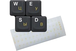 HQRP Autocollants Clavier Russe Jaune sur Fond Transparent pour Tous Les claviers PC Ordinateur Portables Notebooks
