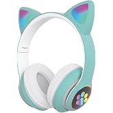 Sunix Wireless 5.0 Stereo Kedi Kulak &Uuml;st&uuml; Bluetooth Kulaklık Yeşil BLT-44