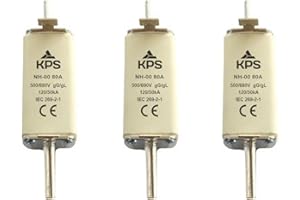 KPS 900150011 Fusibles de Cuchillas, 500 V, gG, NH-00, 80 A, Juego de 3