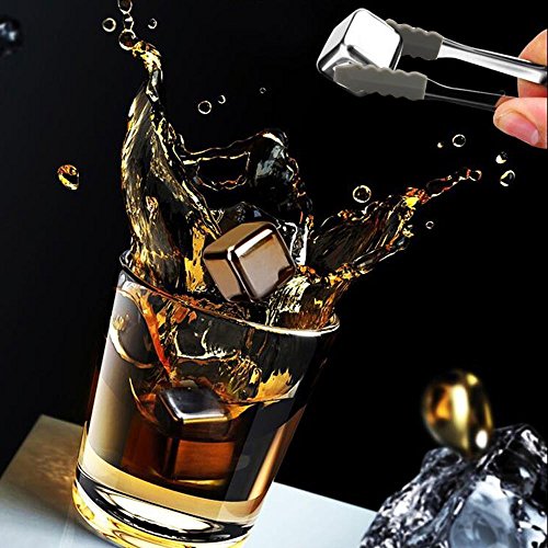Stahl Eiswürfel, tpfocus 8 PCS Edelstahl Chillen Wiederverwendbare Eiswürfel mit Tablett & Tong - 5