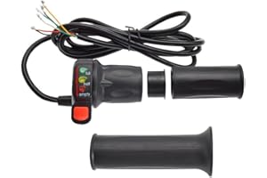 JOYSOG Poignée d'accélérateur de vélo électrique, 36 V/48 V Trottinette électrique avec 3 vitesses Affichage de la puissance Poignée fendue