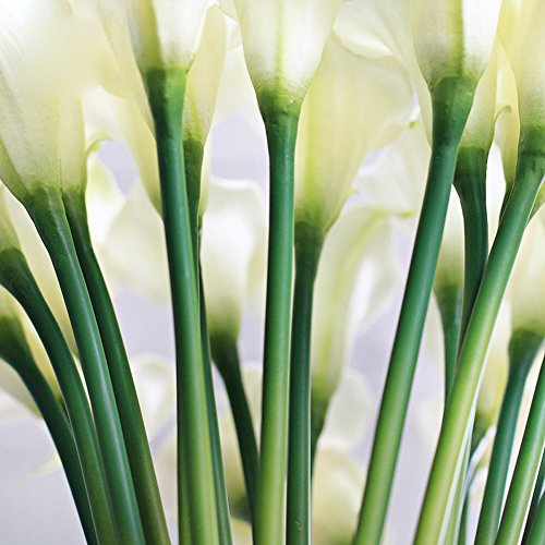 10 Stück JUYUAN-EU Calla künstliche Blumen mit Blätter Dekoriere Kunstblumen Latex Real Touch Bridal Wedding Bouquet Home Decor Weiss - 4