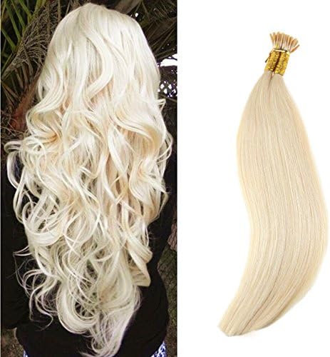 Ugeat 20inch/40cm Pre Bonded I Tip Human Hair Extensions #613 Blonde 50s 0.8g/s Stick Tip Straight Brazilian Remy Human Hair