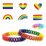 LGBT Bracelet - Rainbow chain link silicone bracelet is made of high quality silicone, durable and comfortable stretch, safe to use.