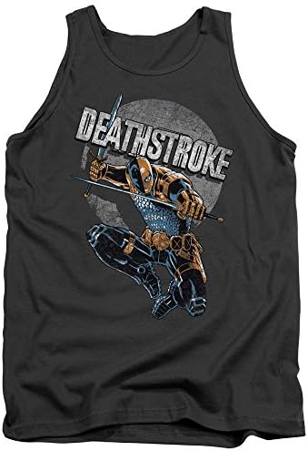 Jla Deathstroke Retro Mens Tank Top Shirt (Charcoal, X-Large)