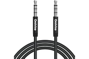 Omivine 3.5mm Audio Cable 4-Pole TRRS Aux Male to Male Microphone Cord for Car, Headphone, Smartphone, Speaker, Laptop PC TV, MP3, Echo Dot, Tablet, Home Stereos, Laptop and More – 1M Black