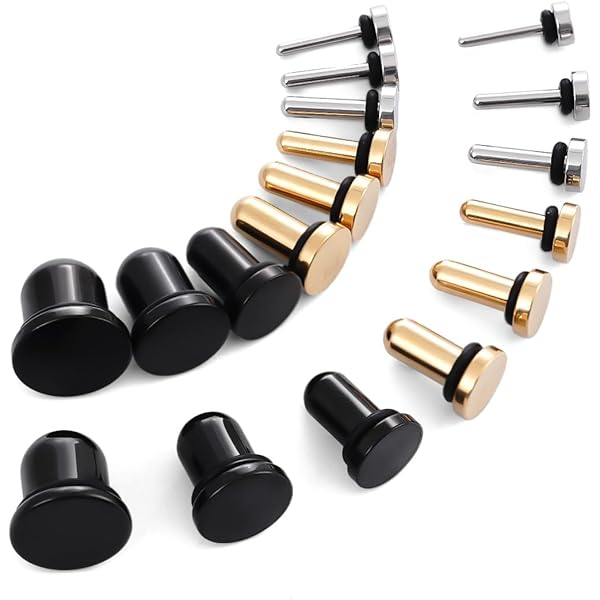 TBOSEN Exacte Afmetingen Set Roestvrijstalen O-Ring Oorpluggen Tunnel Gauges Rekker Piercing Kit, 14.5-17mm, Metaal, Zandsteen