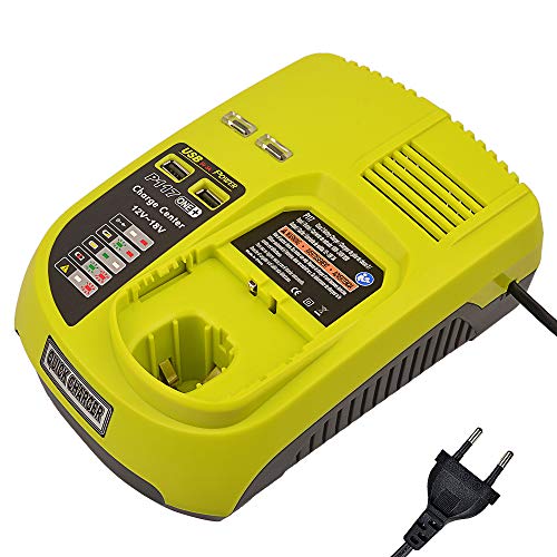 12~18V Cargador de repuesto de iones de litio y Ni-Mh/Ni-Cd 3A para Ryobi ONE + P104 P105 P102 P103 P107 P108 Batería recargable (Compatible con 260051002 P117 P118 P113 P113 BCL1418)