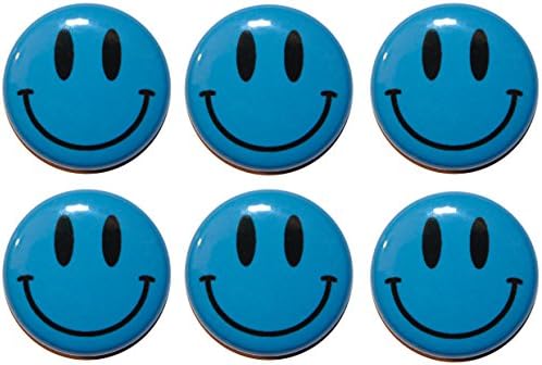 Blue Smiley Face Fridge Magnets - 25mm/1 inch (12)