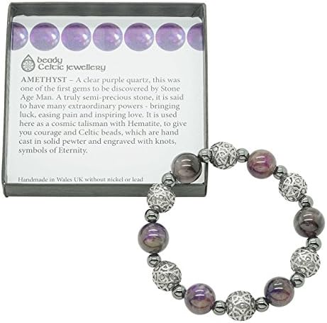 Big Beady Celtic bracelet with real amethyst gembeads
