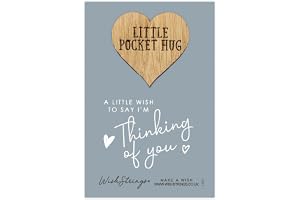 WishStrings Little Pocket Hug | Thinking of You Gift | Wooden Heart Token | Get Well Soon Gift | Handmade in the UK | Thinkin