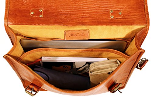 MaCorio Argan-Nature „Bobby“ 17,3″ Vintage Leder-Trendtasche, Umhängetasche, Collegetasche, Schultertasche, Unisextasche, Laptoptasche, Bürotasche, Aktentasche, Unitasche, Lehrertasche - 5