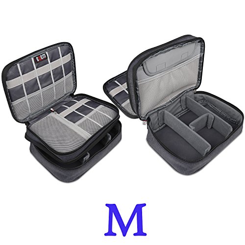 BUBM 3 Stücke Mehrfachfunktion Kabelorganiser Tasche Reisetasche mit Doppelschichten für Elektronische Zubehöre wie Netzteil, Maus und USB Stricks, Schwarz - 5