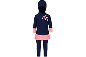 IBTOM CASTLE Girls Muslim Swimwear Modest Islamic Hijab Burkini Hooded Top+Pants Rashguard Swimsuit Two Pieces Tankinis UV Sun Protection Bathing Suit UV Sunsafe Beachwear Pakistan Dubai Middle East Surfing Outfit