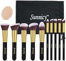 Kit de Pinceau maquillage Professionnel 10 PCS Ombre à Paupière Doré Blush Fondation Pinceau Poudre Fond de teint Anti-cerne Kit Pinceaux avec sac