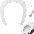 Toilet Seat Heating Pad, Toilet Seat Cover Cushion Intelligent Heating Thermostatic Toilet Seat Winter Warmer Cushion Toilet Seat Pad - Machine Washable - USB Interface - Paste Type (White)