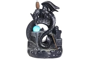 kiss me Ceramic Dragon Backflow Incense Burner, Handmade Waterfall Burner Incense Holder with 20 pcs Free Incense Cones for Home Office Decorate, Yoga Meditation