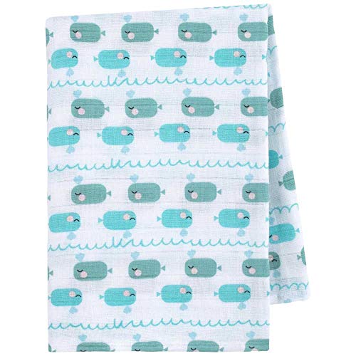 emma & noah Couverture Bébé d'Emmaillotage, Apaisante, Câline et Douce pour Bébés qui Pleurent Beaucoup, 120 x 120 cm, 100% coton, Couleur: Baleine Rose, Plaid pour Nouveau-Né, Swaddle Blanket