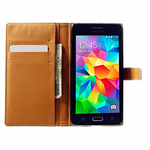 Samsung Galaxy Grand Prime G530 Hülle Handytasche, MUTOUREN 2 in 1 Zubehör für Samsung Galaxy Grand Prime G530 Slim PU Tasche Klapp Flip Folding Magnetisch PU Leder Flip Cover Tasche mit Kartensteckplatz Brieftasche Hinterschale Kartenschlitz + Metall Stift Stylus – Wolf - 6