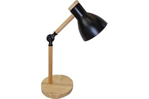 BEL AIR HOME - Lámpara Flexo d'Écriture TEACHER - 1xE-27 - Métal et Bois - Idéal pour Bureau et Chambre - Noir - Design Moderne et Élégant, Matériau: Métal (AMPOULE NON INCLUSE) (NOIR)