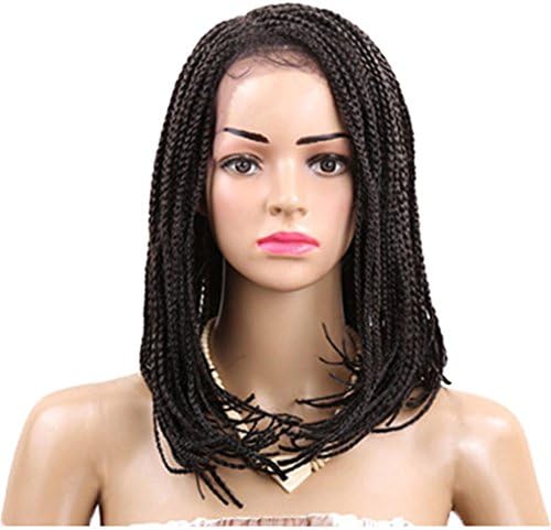 Hand Tied Lace Front Braid Wigs Glueless African American Bob Braided Wigs with Baby Hair for Daily Wear,16inches , C