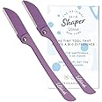 Lilibeth of New York Original Brow Shaper - Foldable Eyebrow Trimmer & Facial Hair Removal Device - Peach Fuzz Remover - Dermaplaning Tool for Women - Pack of 2 - Lilac