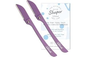 Lilibeth of New York Original Brow Shaper - Foldable Eyebrow Trimmer & Facial Hair Removal Device - Peach Fuzz Remover - Dermaplaning Tool for Women - Pack of 2 - Lilac