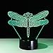 Produktbild YDBDB Libelle 3D führte Lampen-Nachtlicht mit 7 Farbe, die geführte Illusions-Tischlampe für Kindergeschenk ändert
