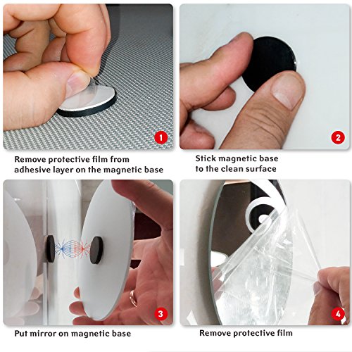 Tatkraft CHANGE Selbstklebender magnetischer Rasier und Make-up Spiegel, Einfache Montage Ø 15cm - 4