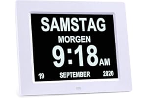 Ykall 8" LCD Reloj Digital Calendario con Fecha, Reloj Digital Pared para Leer Demencia, Niños, Ancianos, Discapacidad Visual y Enfermedad de Alzheimer, Regalos para Personas Mayores