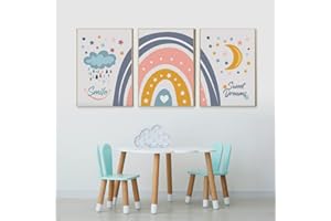 VIPOL. Láminas decorativas infantiles para cuadros bebé, niño, niña-Decoración pared varios tamaños y modelos. (pack 3uds-A3, ARCO IRIS)