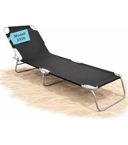 HEM Strandligbed Opvouwbaar – Lichtgewicht Aluminium Ligstoel – Strandbed met Verstelbare Rugleuning 3 standen – Outdoor Ligbed met Streeppatroon – Geel/Blauw/Wit - Hoezenspecialist.nl