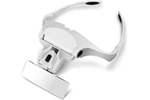 EUROXANTY - Loupe avec lumière LED avec cinq lentilles interchangeables 1,0 x 1,5 x 2,0 x 2,5 x 3,5 x Tête réglable