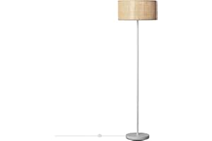 LEDKIA LIGHTING - Lámpara de Pie de Ratán y Metal Baracoa | Diseño Elegante y Natural | Soporte E27 Máx. 40W | Uso Interior IP20 | Altura 148 cm, Blanco, Ratán, Metal, Textil