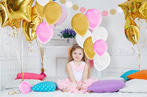 Paxcoo 150 Pack Pink Gold Weiß luftballons mit Papier Girlande für Geburtstag Hochzeit Dekorationen - 5