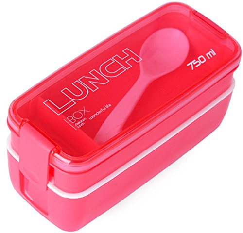 Lunch Box/Bento Box,MACDIAZ Mikrowellen Lunchboxen für Kinder geeignet 2 Ebenen für Essen Behälter werden aufeinander gesteckt