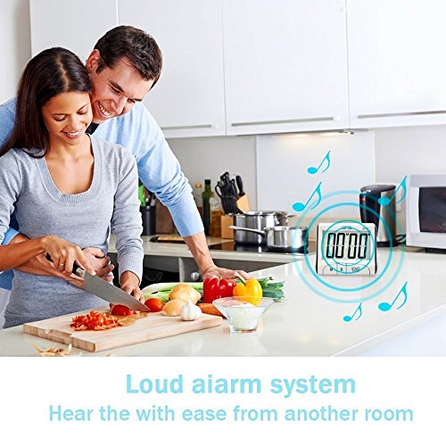 3 Stück Küchenwecker-Senbowe™ Digital Küchenwecker/Klasenzimmer Wecker/Kochen Wecker Mit großem Display,Laut Alarm Klingen,Starke magnetische Unterstützung,Einziehbarer Stand - 7