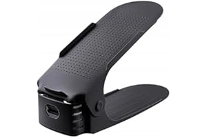 ECARLA 10 Stück Einstellbare Schuhregale - Platzsparender Schuhorganizer für Schränke - Schuhaufbewahrung mit Doppelschicht und Rutschfestem Design - Sparen Sie 50% Platz (25 x 9 cm, Schwarz, 10)