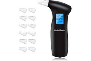 PUTAII Alkoholtester, Promillemessgerät, Polizeigenau Alkoholmessgeräte mit 12 Mundstücken LCD-Anzeige Alkohol Tester für Den Einsatz zu Hause Oder Auf Partys