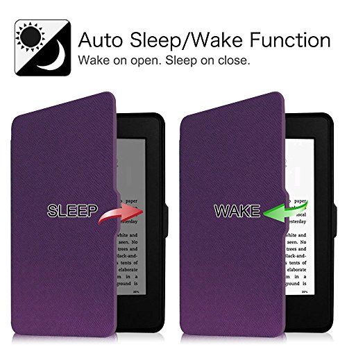 Fintie Kindle Paperwhite Hülle – Die dünnste und leichteste Smartshell Case Schutzhülle Tasche mit auto Sleep / Wake für den neuen Kindle Paperwhite 2015 (mit 300 ppi-Display, 6 Zoll, und integrierter Beleuchtung) und alle Modelle von 2012, 2013, 2014, Violett - 2