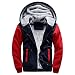 Produktbild SANFASHION Herren Mantel Hoodie Pullover Winter Warm Fleece Reißverschluss Sweatshirt Jacke Outwear Mantel (Rot-W02, L)