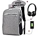 Produktbild Super Modern Unisex Nylon Laptop mit USB Ladekabel Laptop Rucksack mit Kopfhörer Loch Diebstahlschutz Lock Wandern Rucksack mit Reflektorstreifen Rucksack Reisetasche casual Reisetasche Schule Rucksack Weihnachten Geschenk Tüte Größe L grau