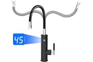 ESIP Wasserhahn mit Durchlauferhitzer,360° Schwenkbar Armatur mit integriertem Durchlauferhitzer Wasserhahn,3000W Temperaturanzeige elektrischer Wasserhahn Küchenarmatur