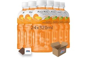 Mogu Mogu Flavored Drinks 24x320ml, ORANGE - Nata De Coco Juice - Refreshing Taste - Fun Drinking During Hot Summers Or Take Them On Trips & Picnics Boxed Treatz