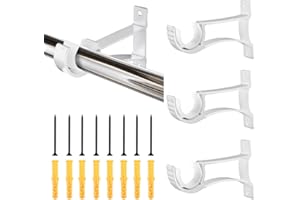 Favengo 4 Pcs Soporte de Barra de Cortina Blanco Soportes para Tubos de Cortinas 4/5" y 1" Soporte Barra Cortina Soporte para Tubo Cortinero Soporte de Cortina para Baño Sala Carga: 25Kg + 8x Tonillos