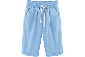 Rayson Short Bermuda Femme d'Été Léger Pantalon Court en Polyester avec Poches et Cordon Élastique Décontracté Femme Short de Jogging Vacance