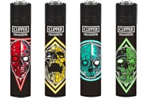 SUNMONDO Clipper Feuerzeug 4er Set: (Skulls #20)