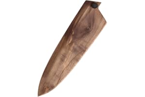 Aibote Hecho a mano natural negro madera de nogal chef cuchillos funda magnética cuchillo caso titular protector cubierta de madera (A,7 pulgadas)
