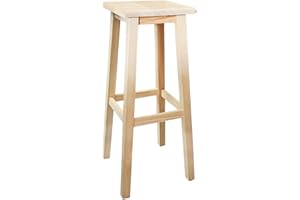 AC - Taburete de Madera Cuadrado - Deco 80 Cm - Diseño Clásico - Fabricación de Madera - Hogar y Cocina - Ideal para Cocina o Bar - Tamaño: 80 x 36,5 x 36,5 cm