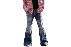 Minetom Straight Fit Jeans Homme Patchwork Stretch Slim Fit Élastique Mode Baggy Denim Pants Streetwear